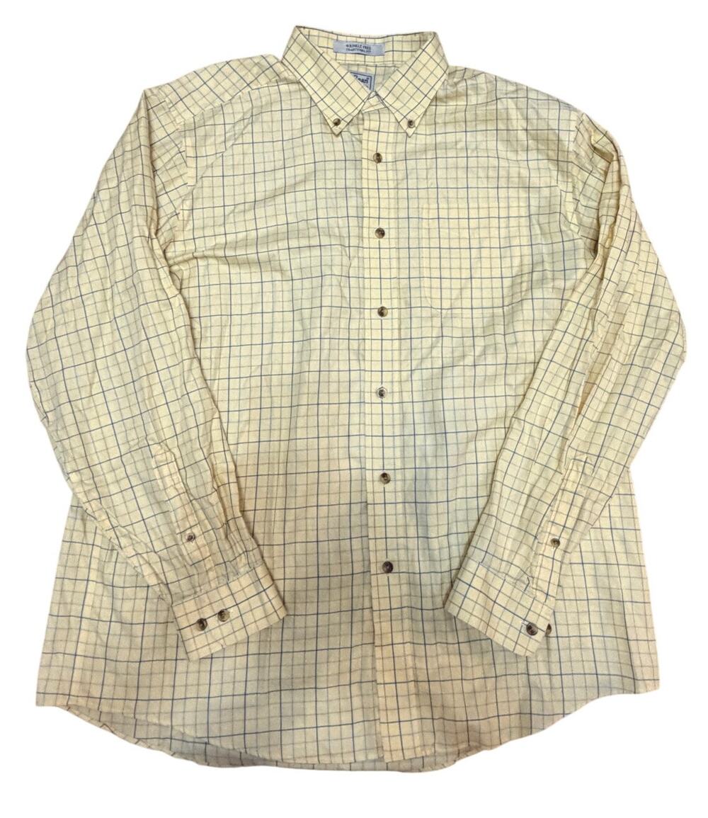 L.L. Bean Cotton Wrinkle Free Button Down Shirt - Yellow/Blue - Size L